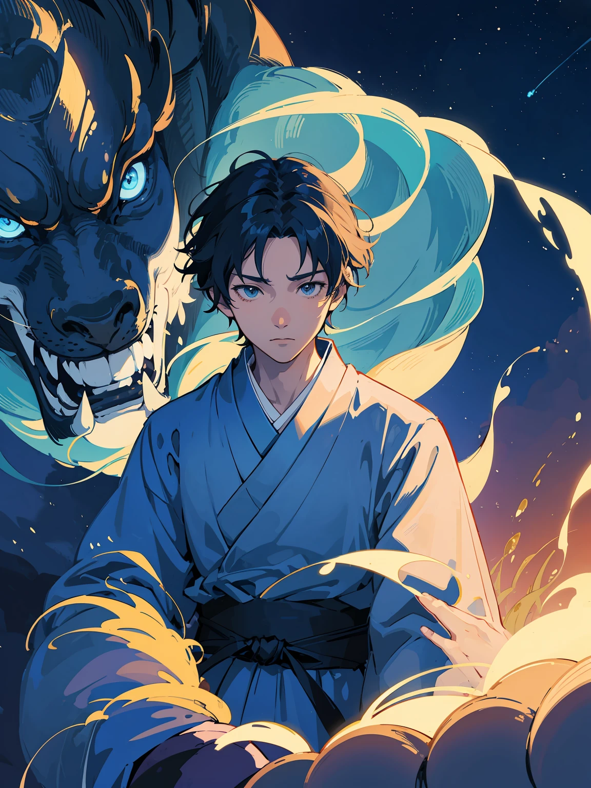 Blue Studio Ghibli Wallpaper, Ghibli Inspired Atmosphere Night Ambiance, Fantasy, Japanese Sky