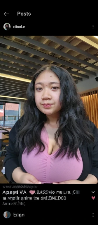 arafed woman with long black hair and a pink shirt, a young asian woman, louise zhang, with long hair, south east asian with round face, wenfei ye, asian girl with long hair, xision wu, female with long black hair, leslie zhang, 18 years old, 2 7 years old, 2 8 years old, 2 3 years old, top half view, top zoom in, Big tits, huge tits, no clothes, sexy, cute, minimal clothes, thick, bbw, chubby stomach, thick nipples, nipple piercings, large areola, hard nipples, piercing through shirt, nipples hard through shirt, busty, major cleavage, naked, ripping through top, spilling over sides, bra too tight, giant tits, dominatrix, dominatrix clothes, upper body zoom