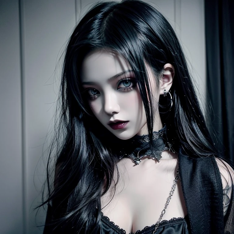 gothic girl con piercings y piercings bajo la lluvia, neo goth, gothic aesthetic, Estilo de arte oscuro, gothic girl aesthetic, gothic aesthetic, ojos oscuros y penetrantes, ominous gothic aesthetic, gothic horror vibes, gothic art style, Estilo oscuro y de terror, gothic girl, 1 7 - - old me gothic girl, darkwave gothic aesthetic, cara de gothic girl