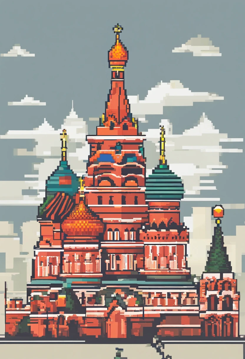 map of Moscow with the exaggeratedly large St. Basil&#39;s Cathedral 
