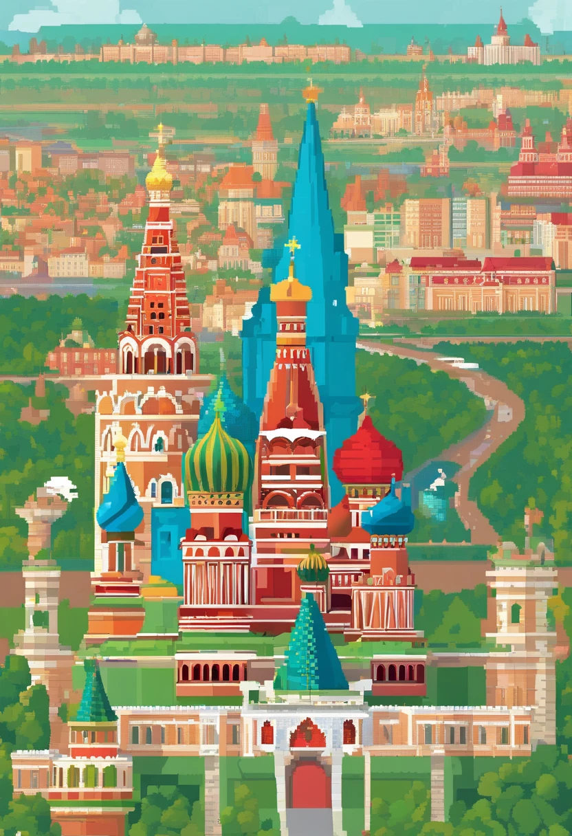 map of Moscow with the most domed St. Basil&#39;s Cathedral, vista desde el cielo