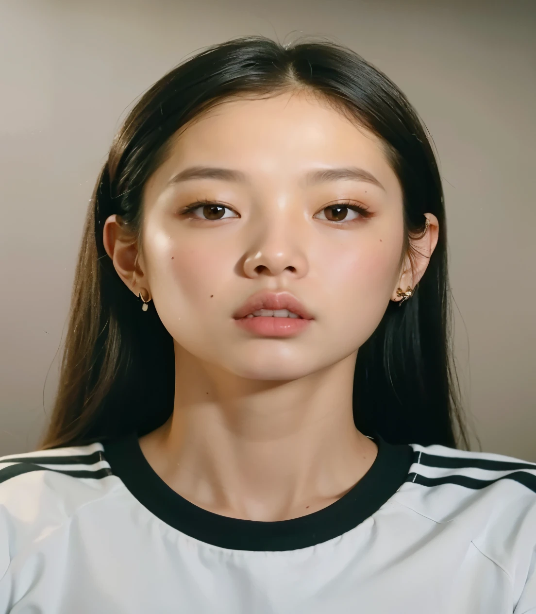A woman with long hair and a white shirt looks into the camera, jennie blackpink, portrait of jennie do blackpink, estacionar a partir de-min, Jennie Kim, Jennie Kim, korean symmetrical face, taejune kim, young lovely korean face, Jennie do blackpink, Shin Min Jeong, jaeyeon nam, Heonhwa Choe