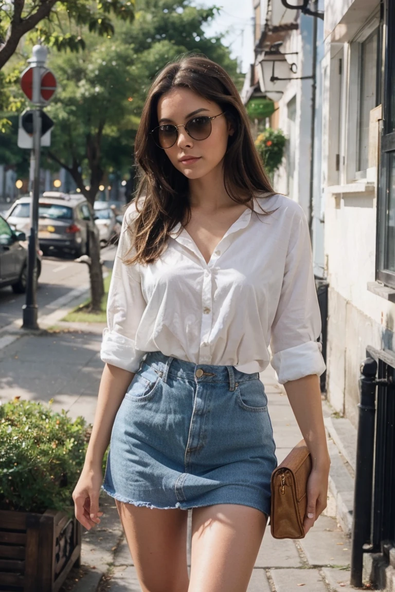 JEUNE FEMME, corp entier en mini jupe