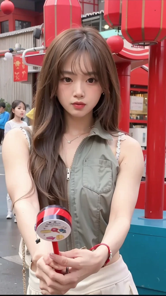 araffe asian woman holding a candy in a shopping mall, trending at cgstation, lalisa manobal, ruan jia beautiful!, trending on cgstation, yanjun chengt, cai xukun, tzuyu from twice, lalisa manoban of blackpink, realistic. cheng yi, appearing in a shopping mall, chinese girl, korean girl, jia