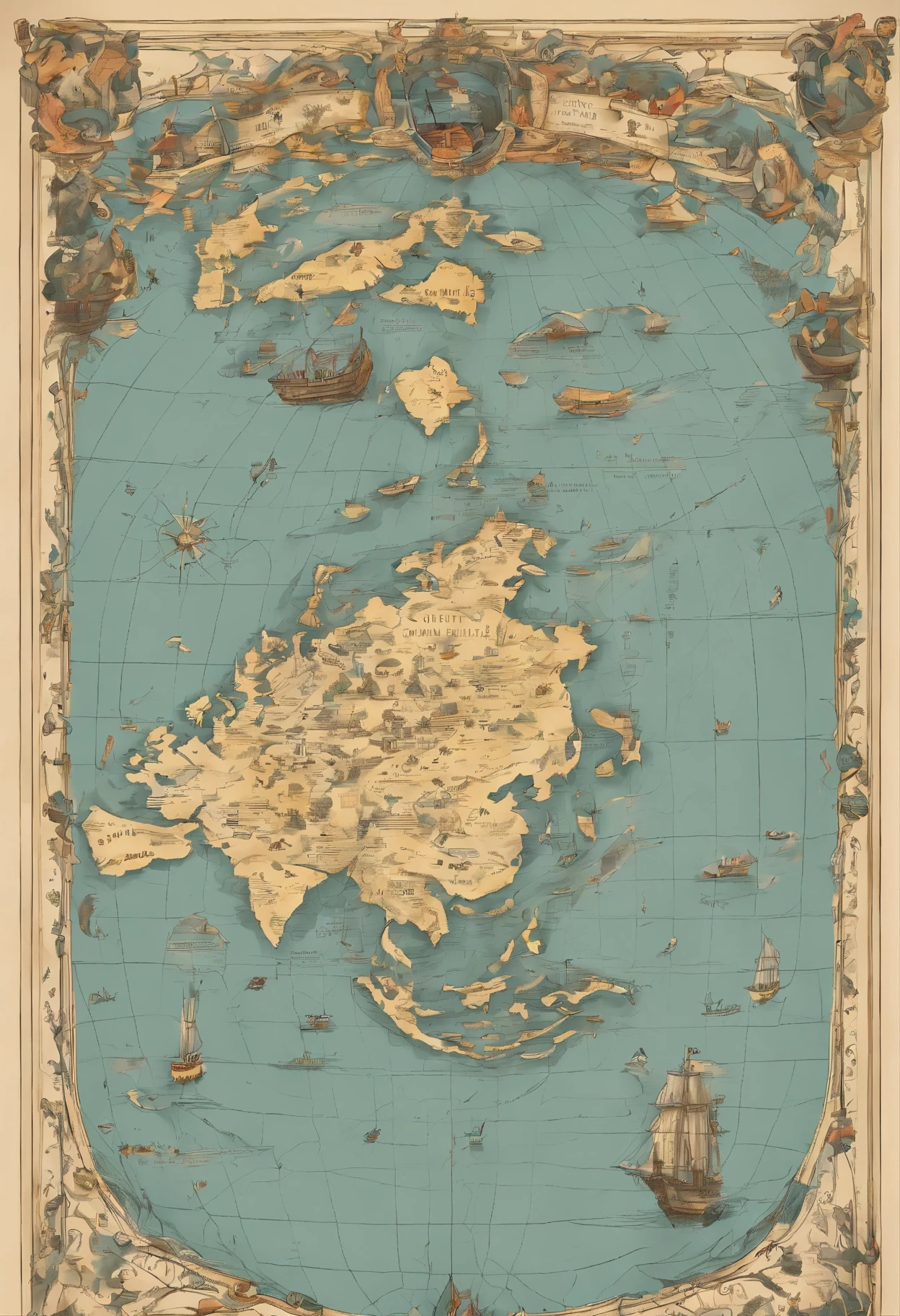 A huge colorful map of the world,Distributed on three continents,The central continent is occupied by humans,Human cities as settlements,Map flag for human male,The western continent is occupied by elves,The map identifies Elf women,Settled in the Elf Forest,The eastern continent is occupied by dwarves,Use the dwarven mines as a settlement,Map identifies dwarf male