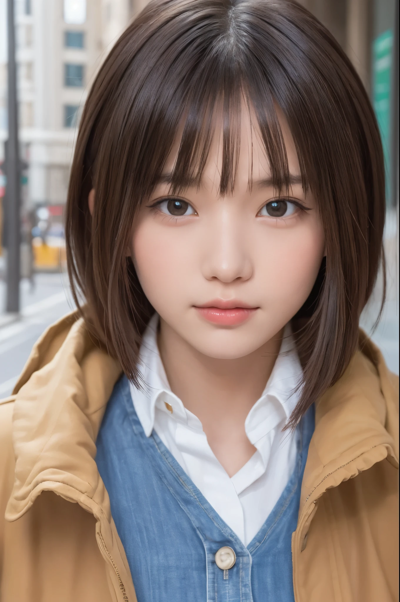 a girl, (a beautiful girl, exquisite girl:1.3), (:1.3),
rest, (wintercoat:1.3),
rest, Very fine eye clarity, (symmetrical eyes:1.3),
rest, (street photography:1.3), Perfectly trimmed fingers,
rest, small breasts, brown eyes, parted bangs, brown hair,
rest, (Eye and facial details:1.0),
rest, (masterpiece, best quality, Super detailed, Detailed face, 8k)