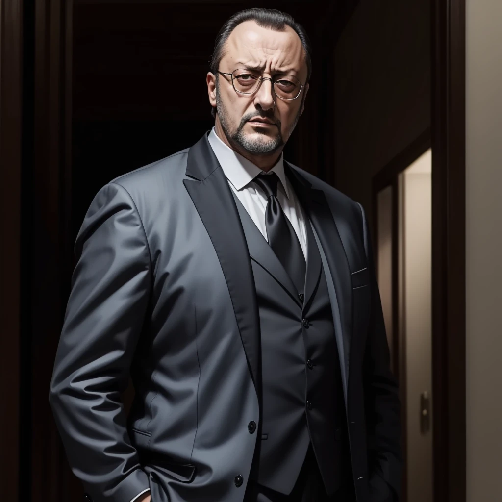 Jean Reno Angry face, in formal wear, portrait, half body