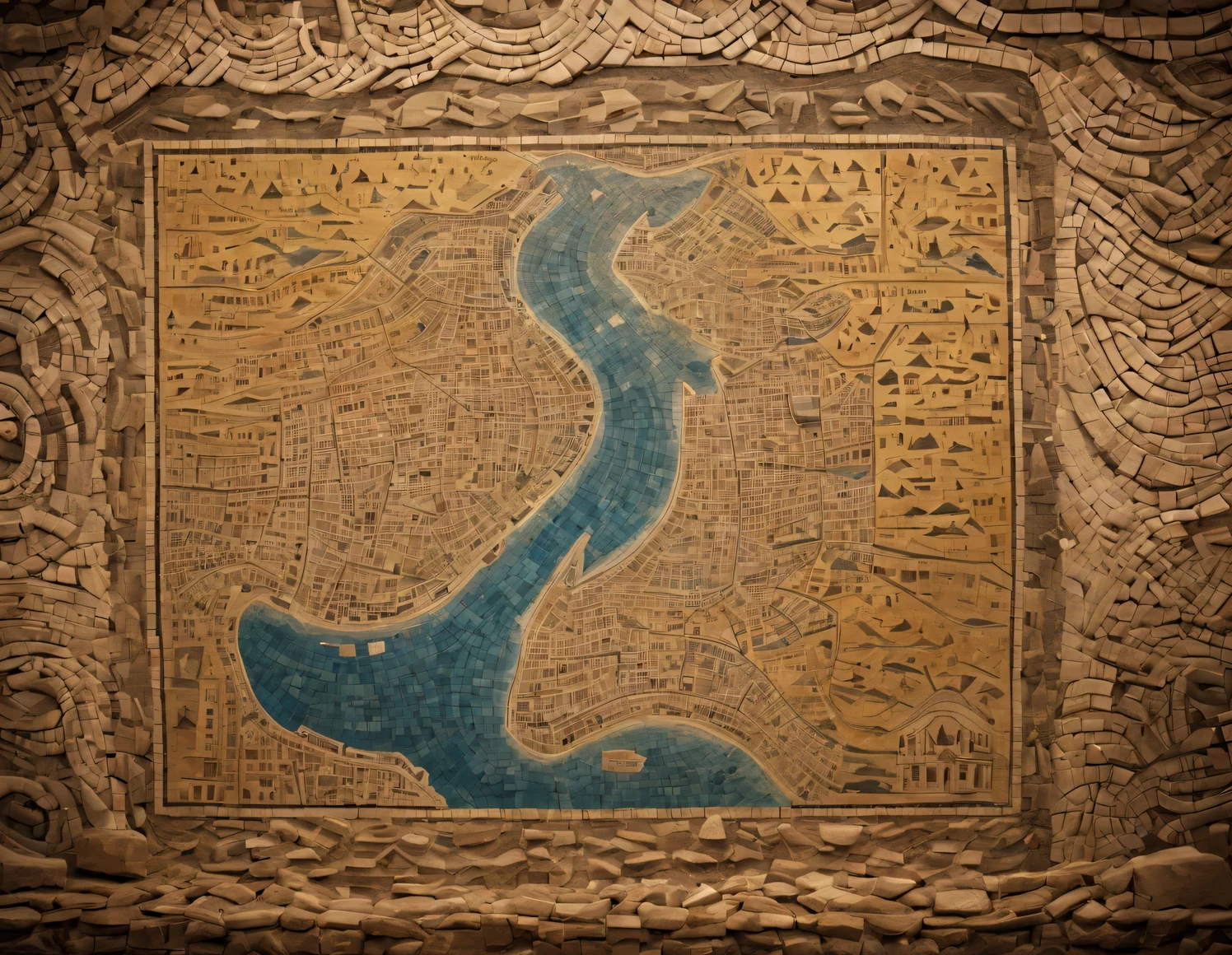 an ancient map of a medieval fictitious island in the ocean smoothly transitioning into the real landscape of the island itself