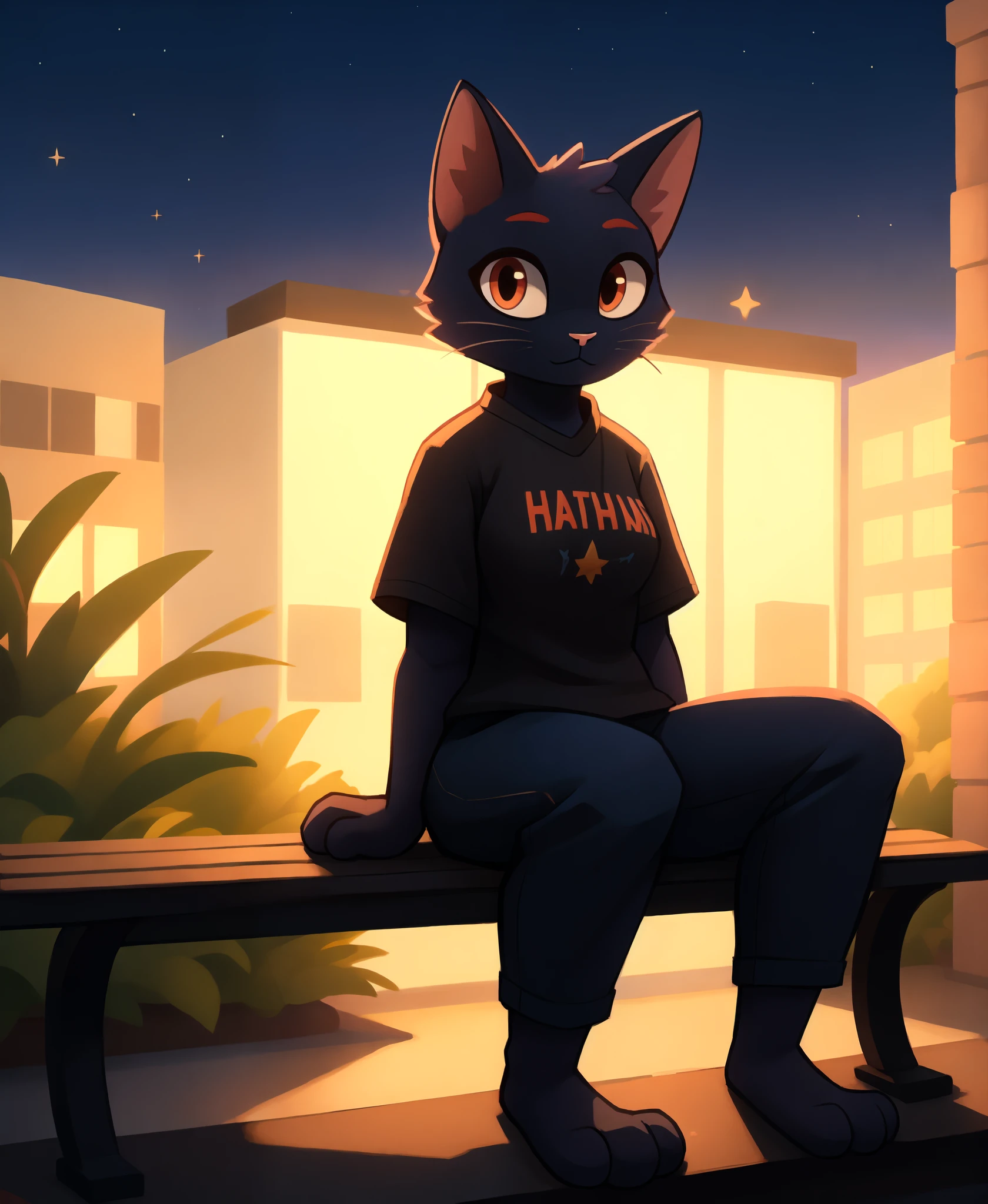 enginetrap ,
night_in_the_woods ,
mae_borowski ,
domestic_cat ,felid ,feline ,felis ,mammal ,
2023 ,digital_media_(artwork) ,hi_res ,lighting ,
anthro ,barefoot ,bench ,black_body ,black_fur ,breasts ,building ,clothed ,clothing ,feet ,female ,front_view ,fur ,head_tuft ,holding_baseball_bat ,light ,looking_at_viewer ,night ,plant ,sitting ,sky ,solo ,star ,tuft ,
,
BREAK
(masterpiece, best quality, coloured sketch, 4k, 2k, (intricate, high detail:1.2), film countershading,
analog style, absurd res, by enginetrap)
(best quality, high quality:1.4),