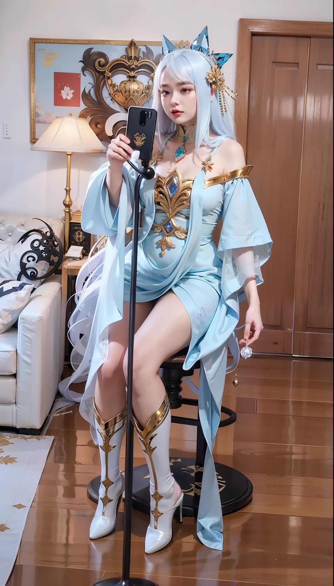 Royal sister,Delicate Frost Queen,put the crown on your head,mature body,tall figure,number,Leg length,4K,HD,Translucent lace,白皙plump figure,pretty face,Little cherry mouth,beautiful and delicious(3D royal sister),plump figure,gloss gel coat,gorgeously dressed queen,Gem Diamond Crown,