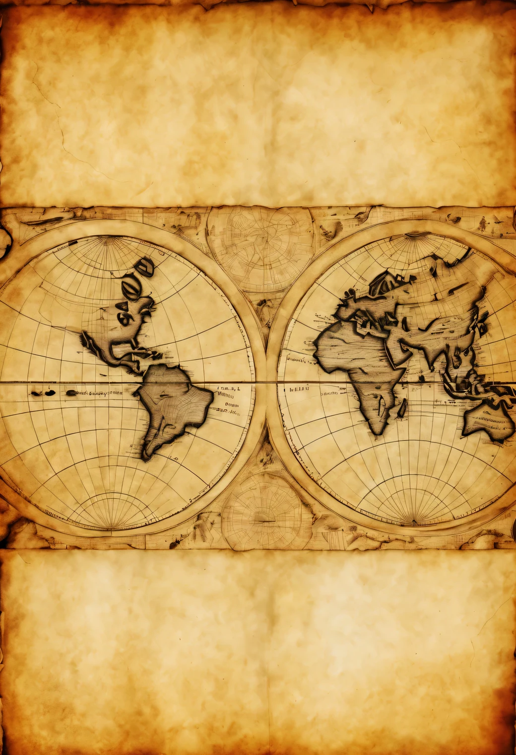 an ancient map of a medieval fictitious island in the ocean smoothly transitioning into the real landscape of the island itself