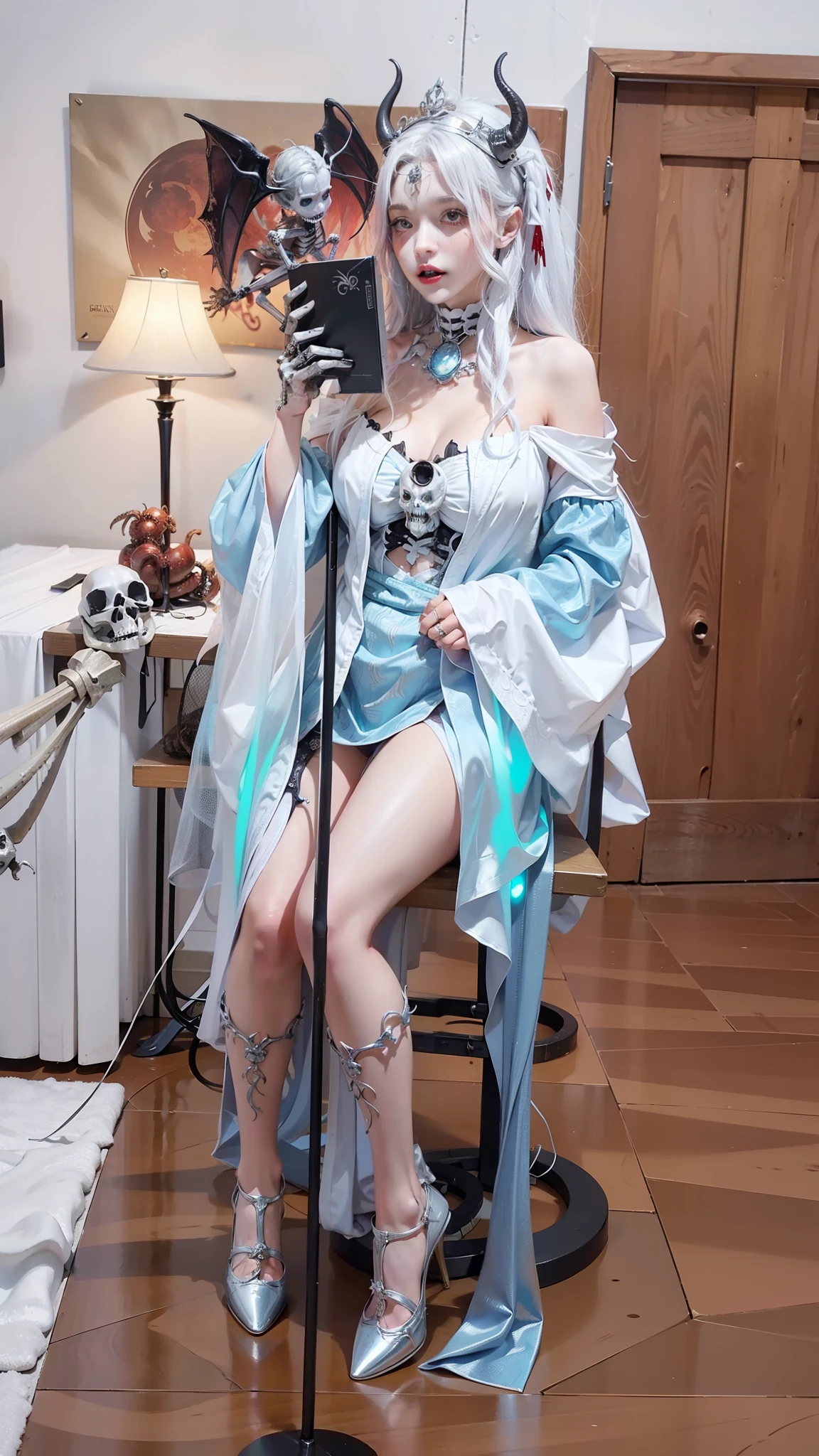 Cold Queen,Picture of a box full of swords, wing, succubus theme,the fallen angel,Excellent,scary,secret terror,tentacle,have eyes,The Uncanny Valley effect,little beast blood moon,Skeleton skeleton,vampire,hell fire,plump figure,