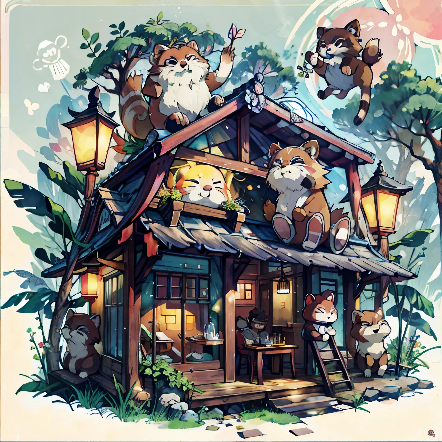 Tanuki cafe clerk