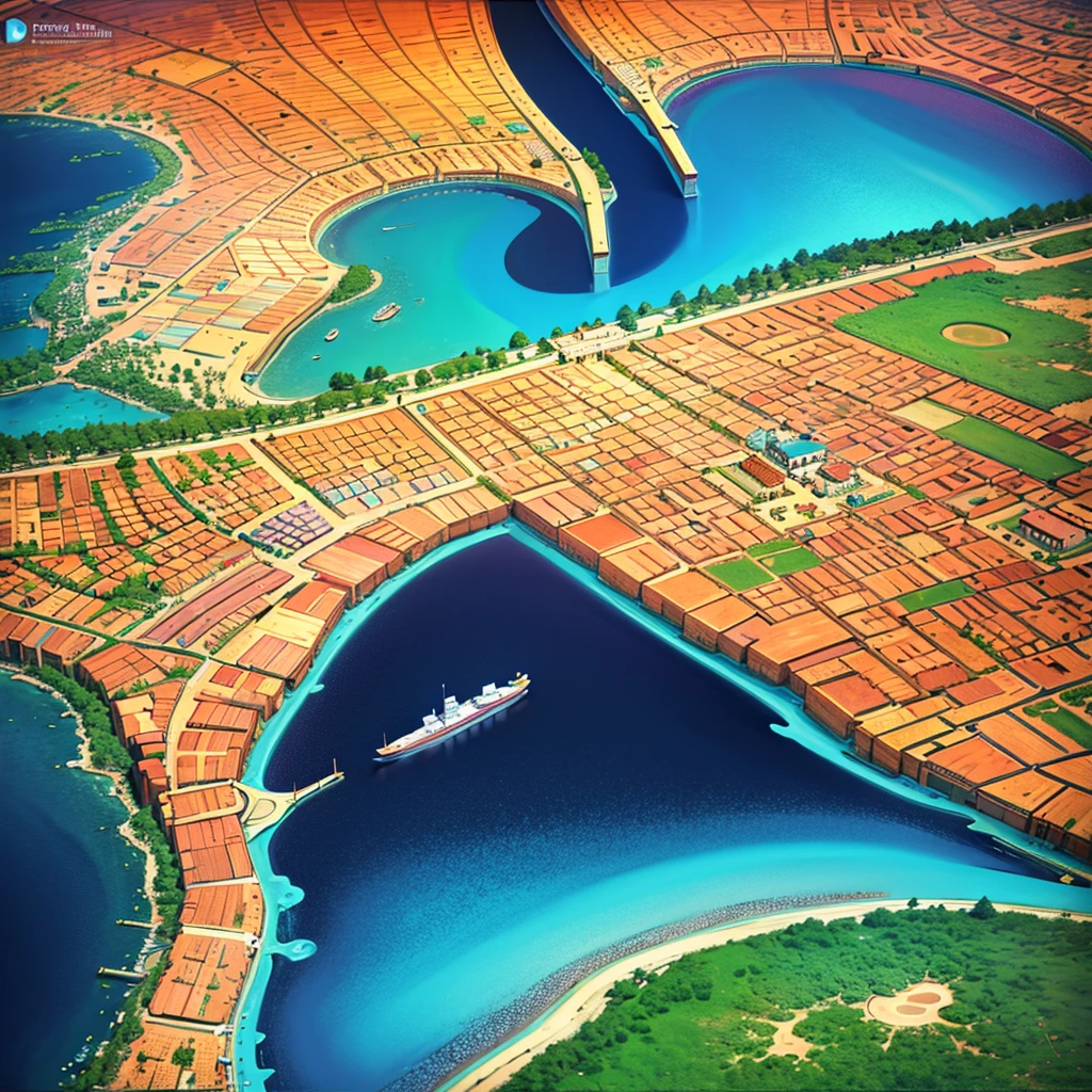 a detailed, high-resolution map, vibrant colors, precise topography, labels in readable font, realistic textures, professional cartography, clear legends, accurate scale and compass, detailed city landmarks and buildings, shaded relief, accurate road networks, essential points of interest, memorable visual design, artistic map style, rich color palette, perfect blend of art and information