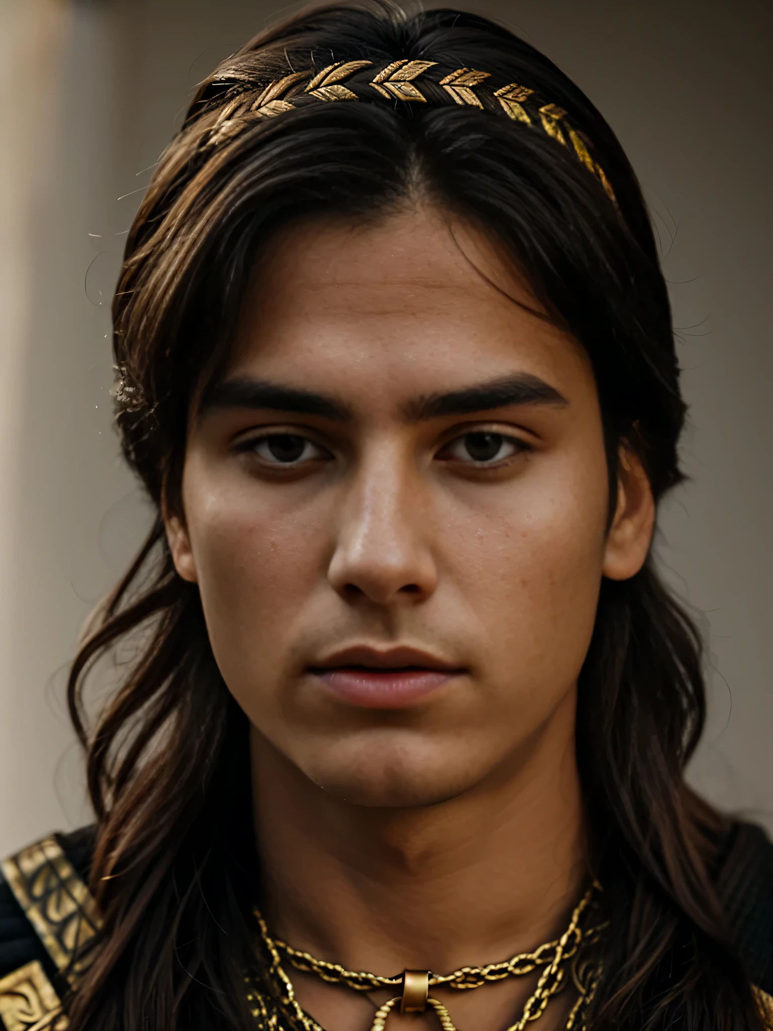 hyper realistic portrait of a young Moctezuma.
