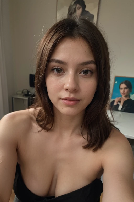  beautiful 18 years old girl, kneeling,POV: looking from below at the viewer as if ready for a blowjob, naked, close up face