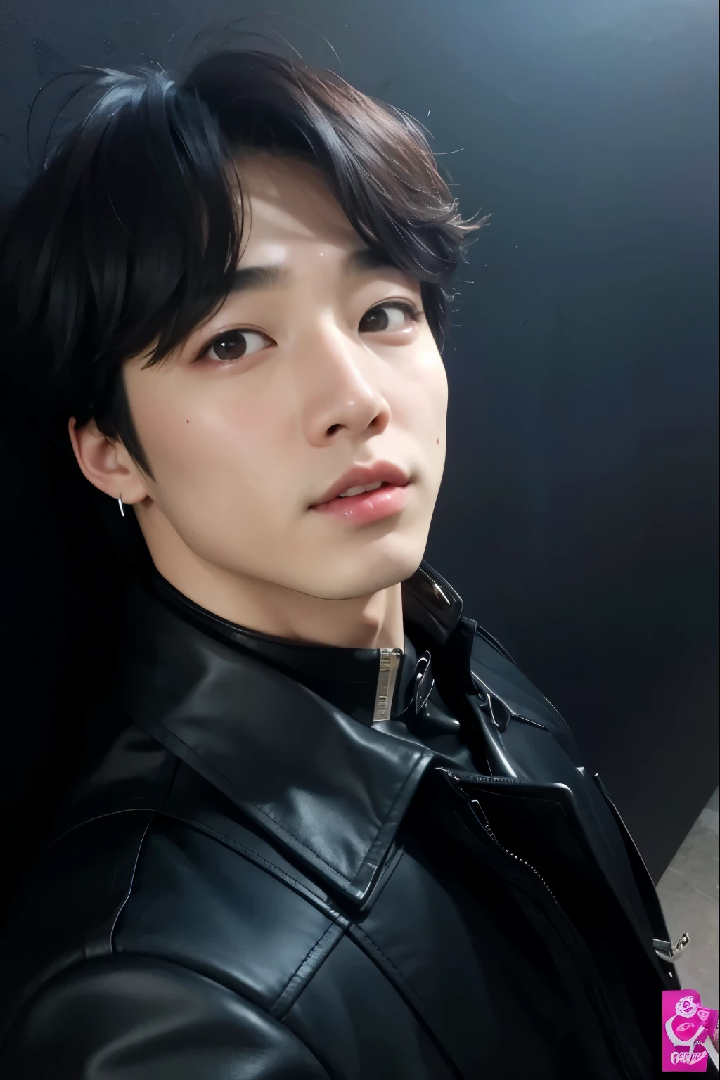 Arafed Asian man in black leather jacket posing for a photo, jungkook, Jimin\los labios carnosos, hyung tae, Jimin\his right eyelid is swollen, Jimin, yoongi de pelo negro, Jinyoung Shin, bts, park Jimin, ✨🕌🌙, foto de perfil, TaeJune Kim, Jung Jaehyun, headshot foto de perfilture, pale korean adorable face