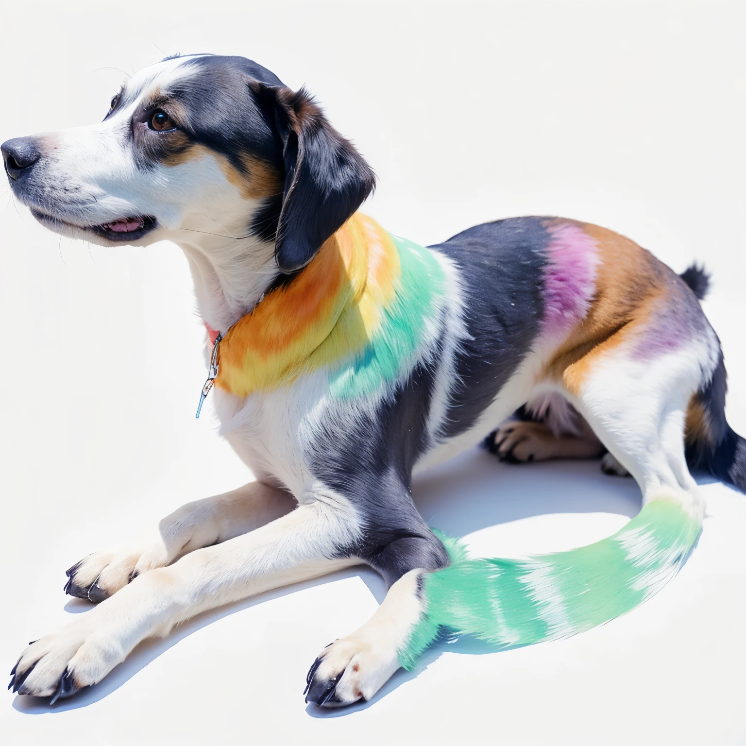 a dog in watercolor art, colorful splahes, white background, intricate, detailed --ar 2:3 --uplight --q 2