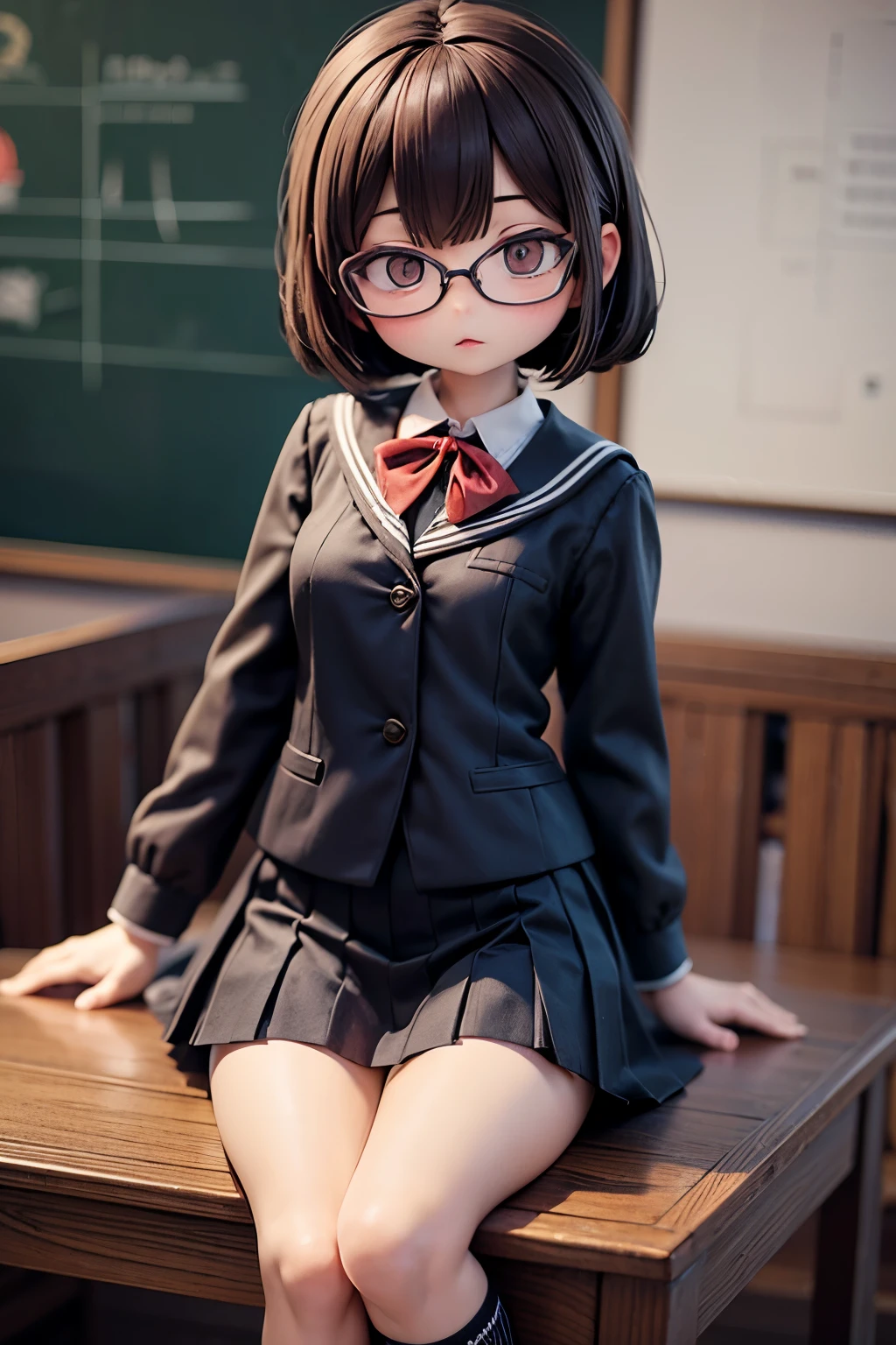 sober　Glasses　school uniform　study