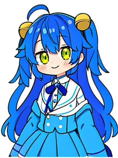 masterpiece, highest quality, Movie anime quality,delicate,cute,cuteゲームキャラ,((Bold line)),thick outline,shape,1 girl, blue clothes, blue Jacket,chest, Hello, Jacket,long sleeve, looking at the viewer, front angle,smile, simple background, alone, Upper body, white background,Kokoro Amamiya,nijisanji,Vtuber