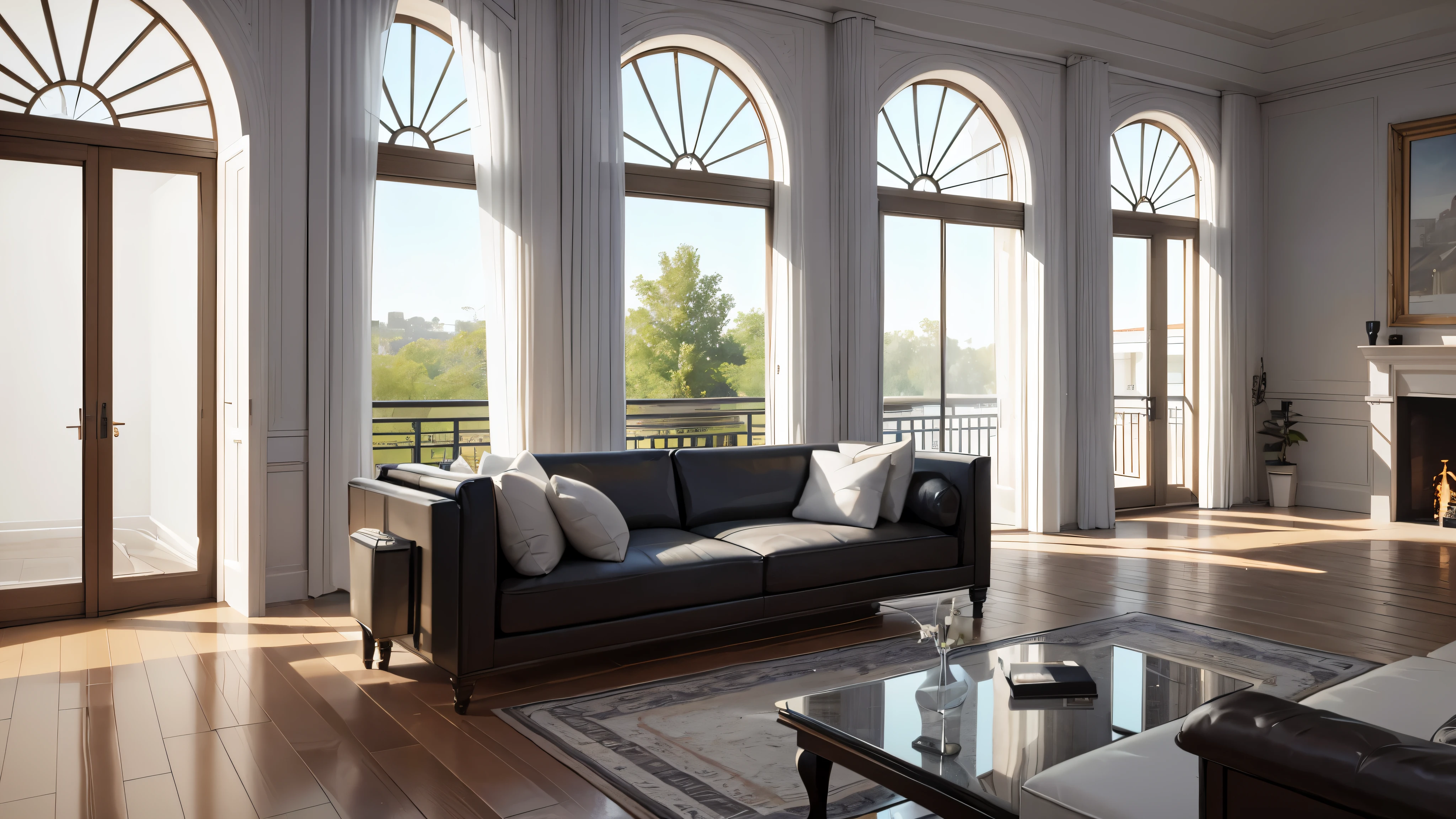 You are a famous interior designer、You have been asked to create a 3D image of a modern large room. Create a harmonious environment with modern and minimalist furniture. Including garden interior.