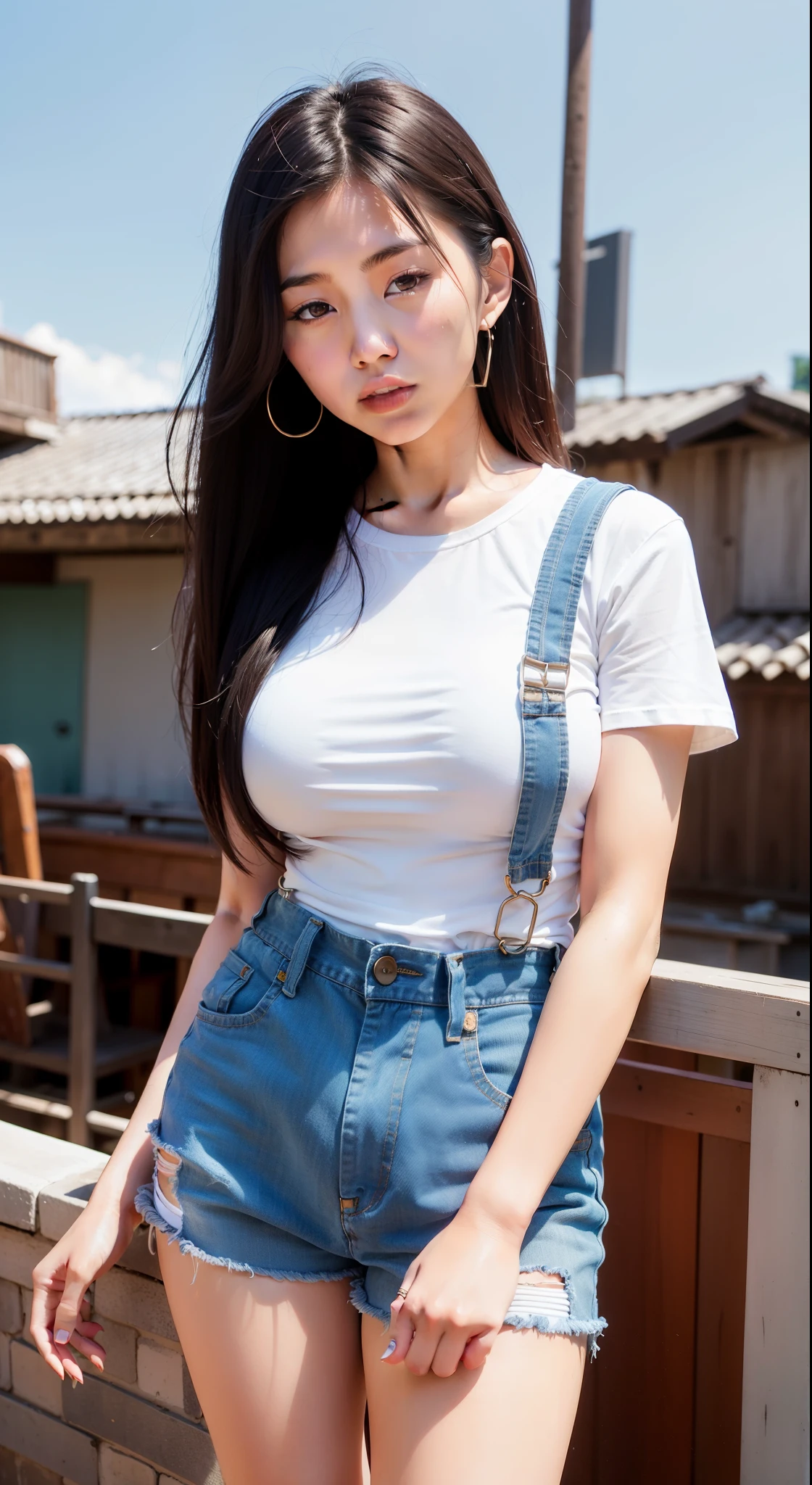 (11-year-old Japanese elementary school girls), (two little girls), (two little virgin girls), (two little virgin female students), (two female students), (two girls), (130cm tall), ((((small titsed)))), ((((small breasts))))), ((((flat chest)))), ((((flat chest like a boy)))), (navel-baring), (belly button exposed), Young girls are wearing very short denim baby blue overalls over completely naked and carrying school bags on their backs as they walk to school along the school route in a residential area, (loves to show off her cute naked), ((her bust is visible)), ((her vagina is visible)), ((not wearing panties)), ((not wearing bra)), ((((Completely naked)))), (She is her small titsed at Flat chest chest with her is not wearing underwear), (love showing off cute my body in a very short denim baby blue overalls), (naked overalls), (wearing only overalls), (sleeveless), (naked arms), (naked), (Baby blue thin fabric), (thin fabric), (Nipples are also visible, from the front), (Look at cute my small titsed of Flat chest bust), (The outline of the nipples clearly expresses the shape of the nipples), (The fabric is thin so it's see-through), (The Fabric so thin that see through), (Nipples visible through very short denim baby blue overalls), (Fabric so thin that you can see through showing my nipples), (Fabric so thin that you can see through showing my vagina), (clearly see the shape of the vagina), (The shape of her vagina is clearly visible through her very short denim baby blue overalls),
