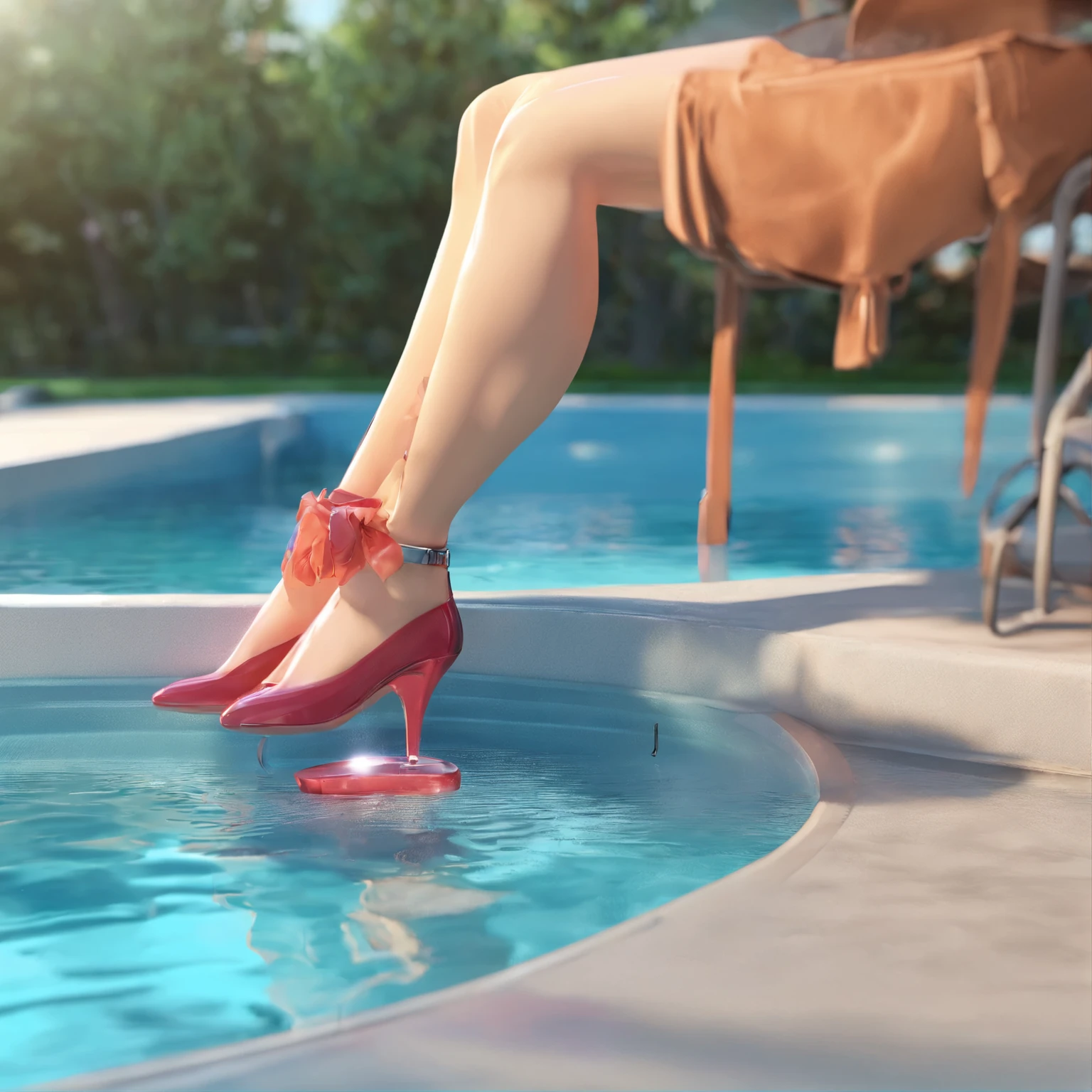 big girl pen leg in pool
