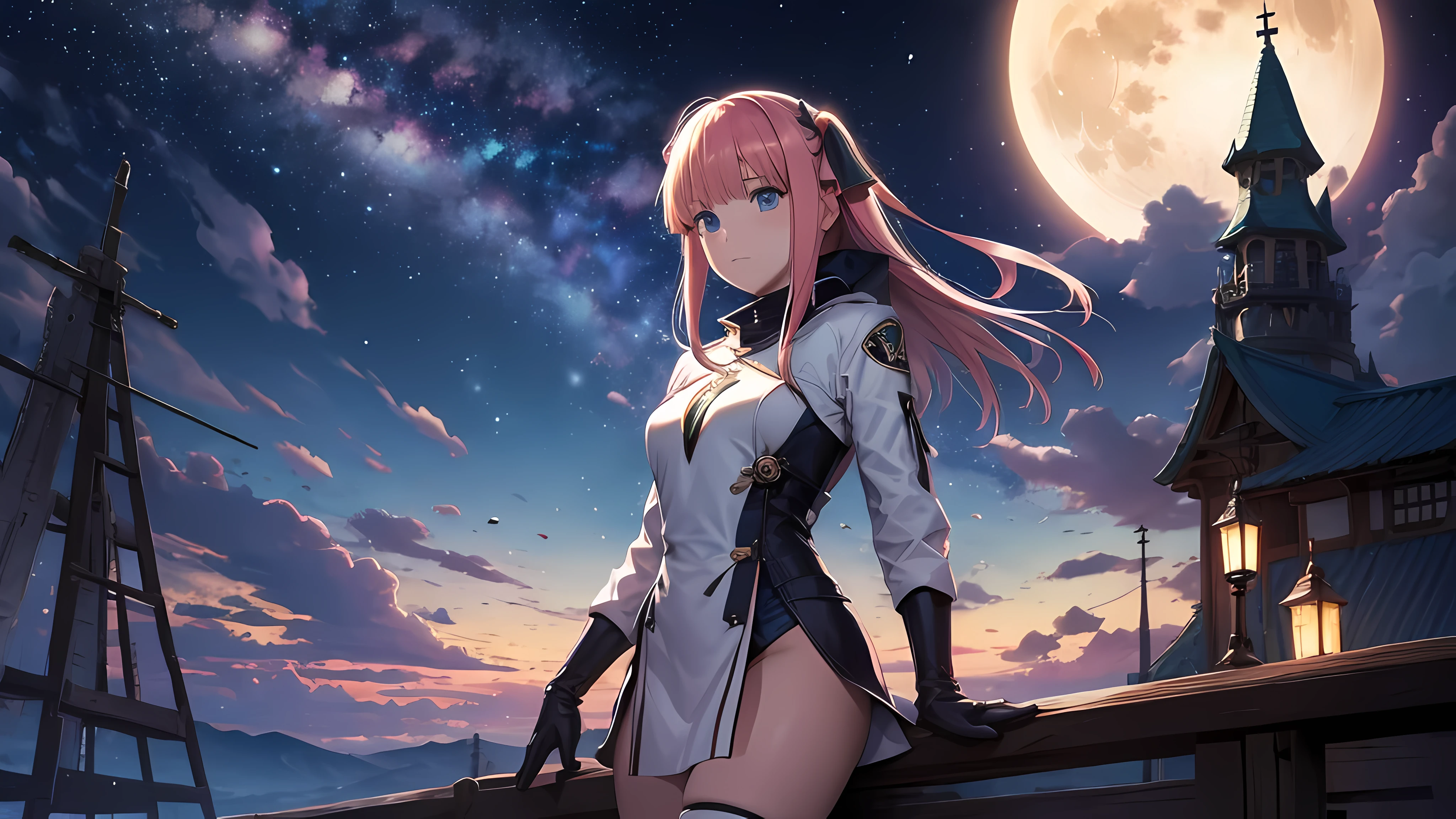 Nino Nakano ,armadura , luz de luna,nevada