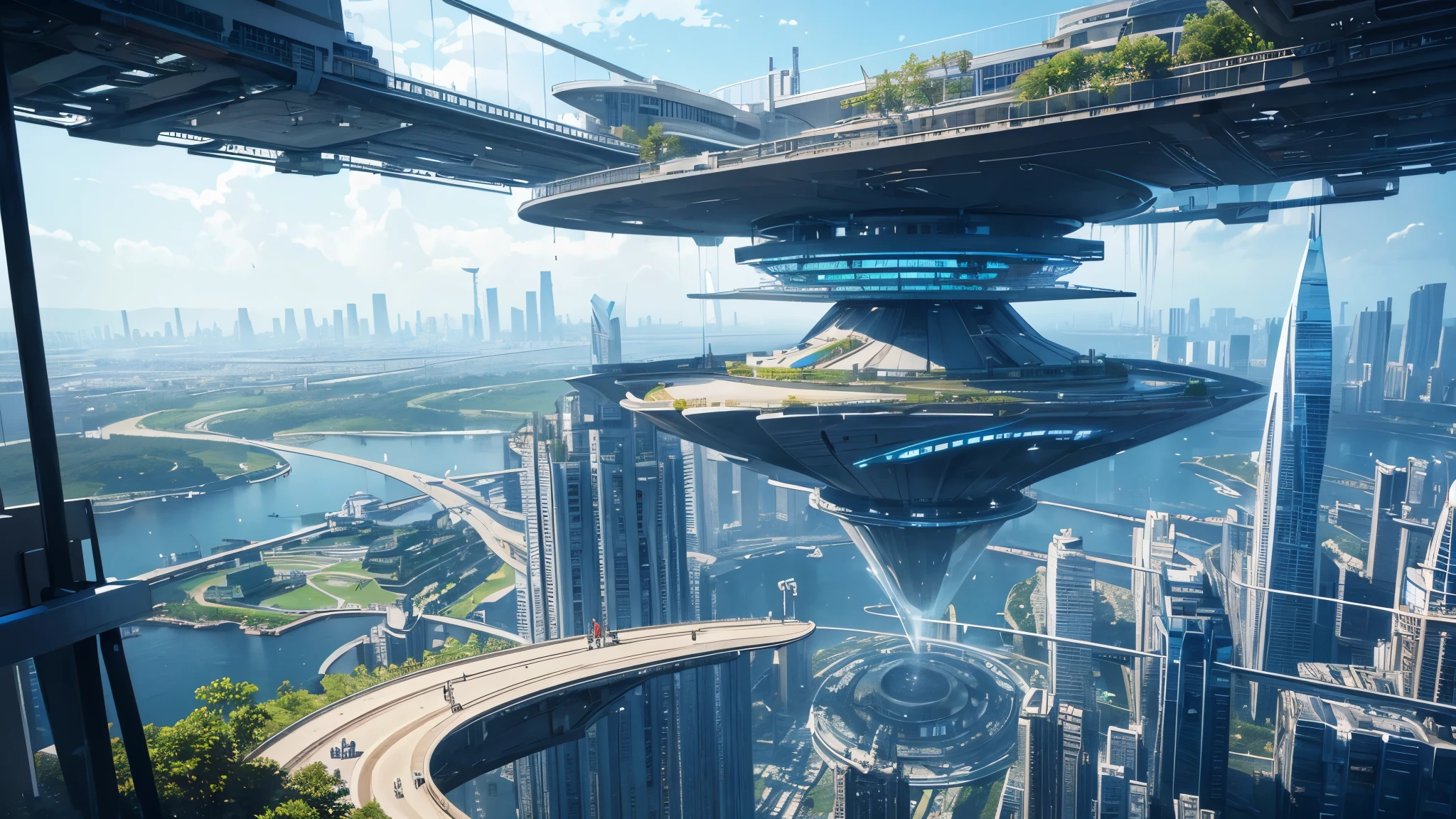 masterpiece, best quality, 16K UHD,
futuristic floating city,
ultra-detailed, photorealistic,
huge urban high-tech tablet platform, airship,
floating in the sky, futuristic technology,
colorful lights, advanced architecture,
minimalist design, impressive skyline,
transparent dome, unique building shape,
epic sunrise, dazzling light display,
visionary architectural concept,
lush greenery, cascading waterfalls,
sustainable development, smart city technology,
innovative materials, impressive holographic display,
quiet and peaceful environment,
