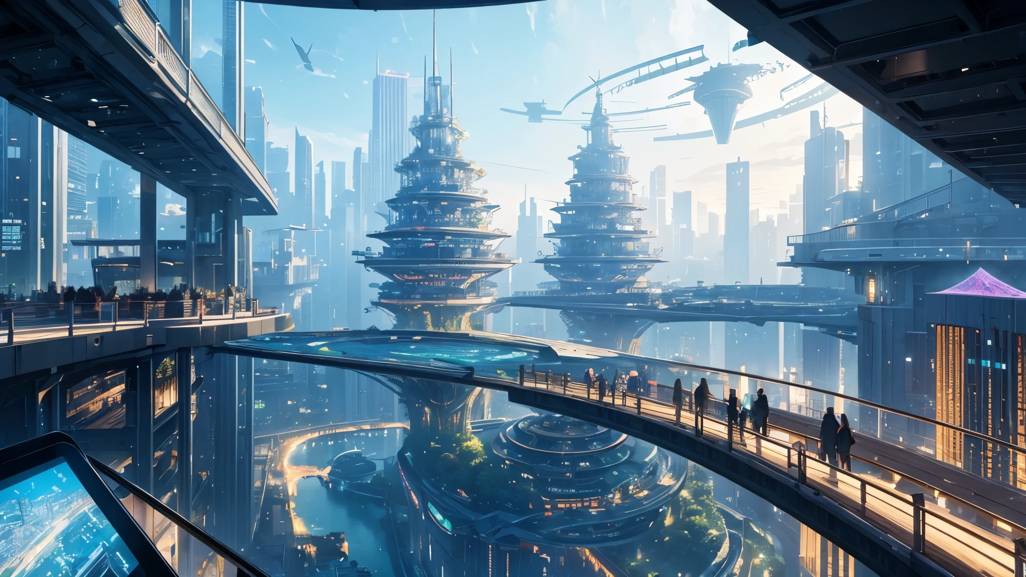 masterpiece, best quality, 16K UHD,
futuristic floating city,
ultra-detailed, photorealistic,
huge urban high-tech tablet platform, airship,
floating in the sky, futuristic technology,
colorful lights, advanced architecture,
minimalist design, impressive skyline,
transparent dome, unique building shape,
epic sunrise, dazzling light display,
visionary architectural concept,
lush greenery, cascading waterfalls,
sustainable development, smart city technology,
innovative materials, impressive holographic display,
quiet and peaceful environment,
