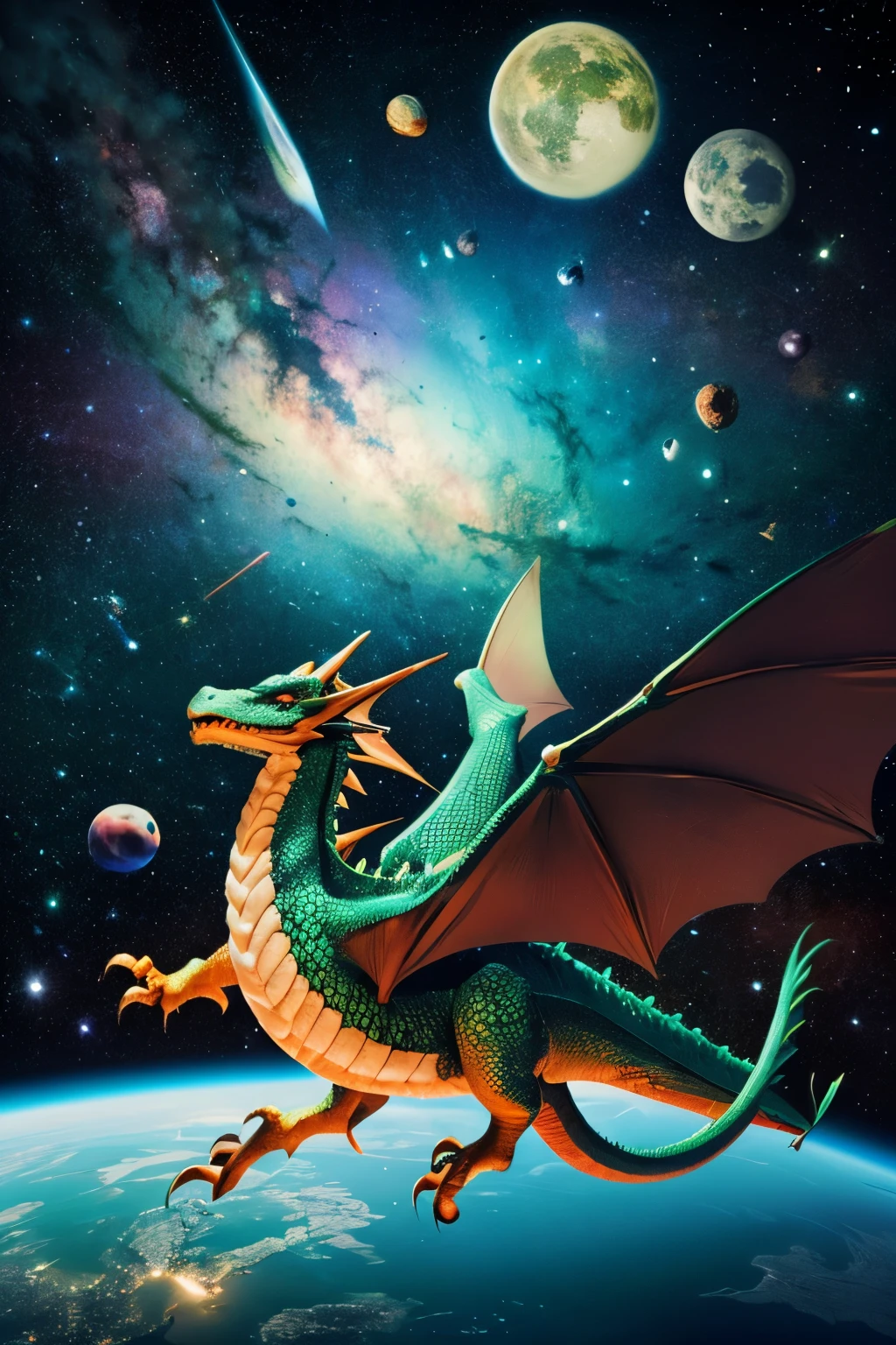 dragon traveling in space