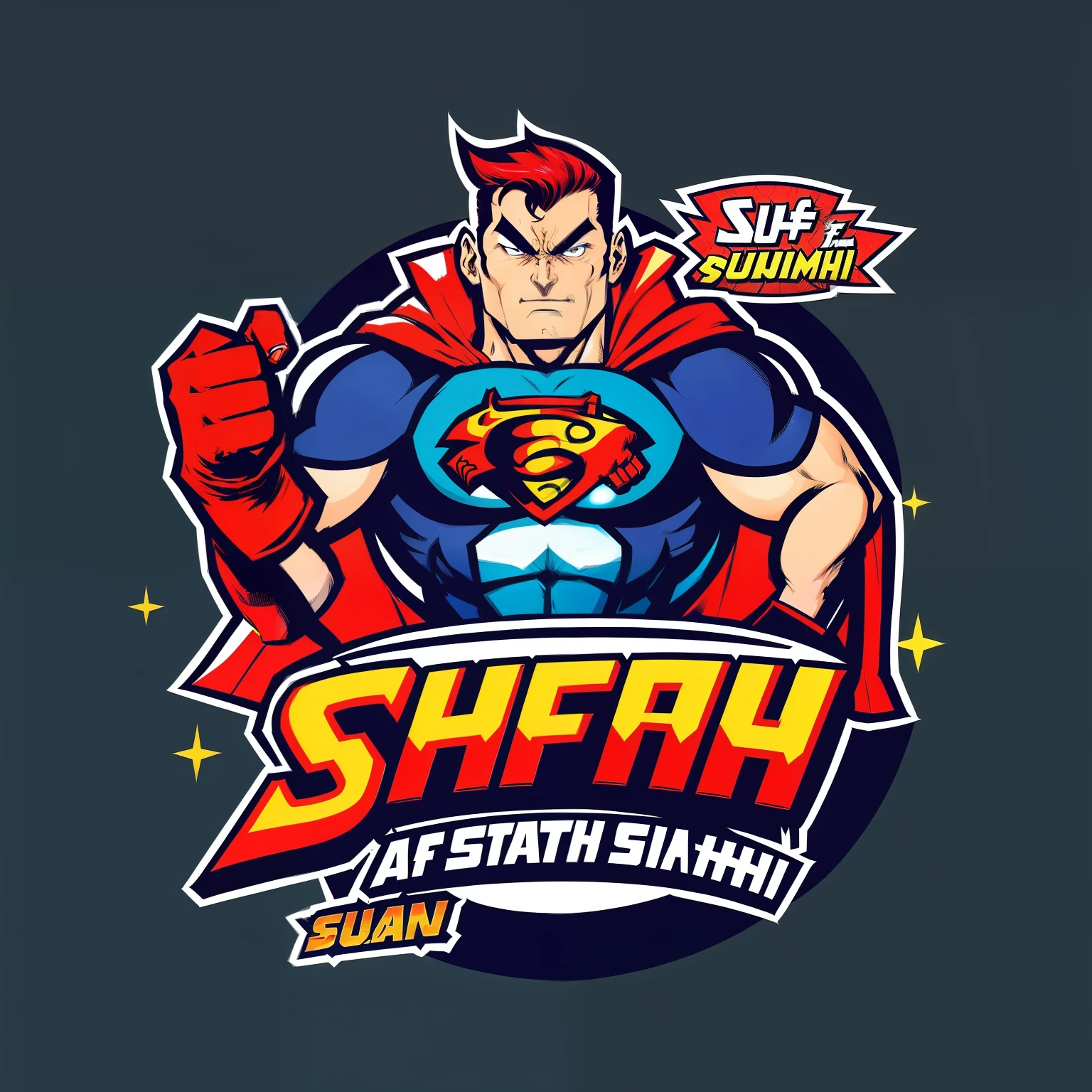 Superhero cartoon character holding fist in hand, in the style of sifu 🔥 😎 🕹️ 👀 :2, inspired author：Dariusz Shokov, author：Dariusz Shokov, Sheikh, comic book azac style, 90s comic book character design, High quality character design, High quality fan art, Comic character logo design