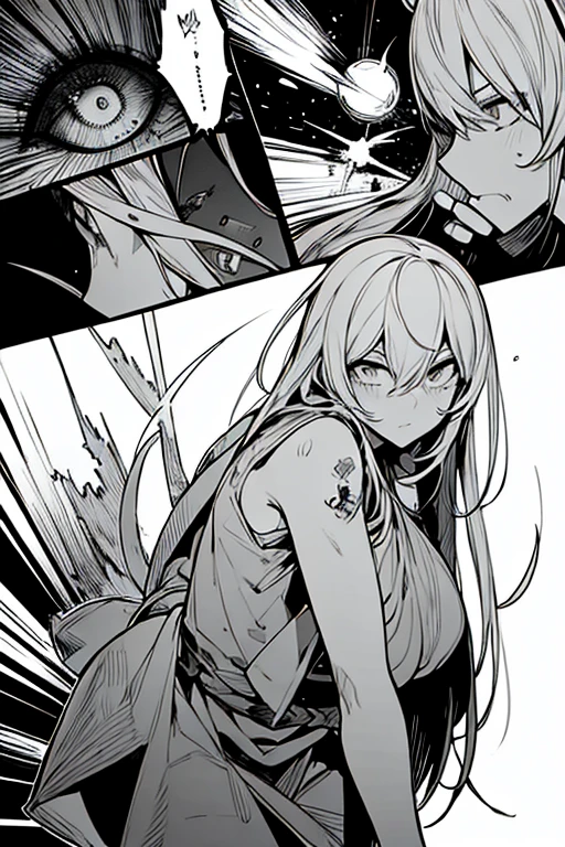 ((thumbnail:1.4)), ((Draft style)), ((rough sketch)), ((crude illustration)), (manga), (black and white manga panel), (in manga style), (detailed manga style), (black and white manga page), (black and white manga style), (manga page), (manga panel), urban intersection, battle scene, sorcery, Emotional:1.2, male:1.2, Unique body, unique face, unique scars, good and bad
