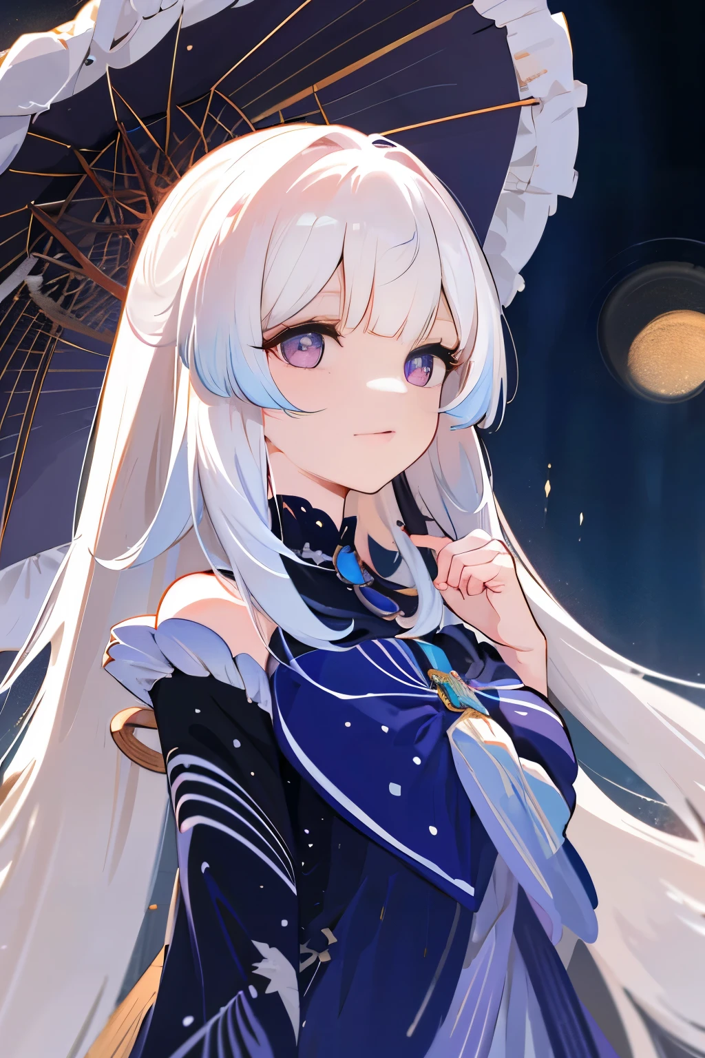 masterpiece, best quality, Very detailed, lightning, intricate details, high resolution, official art, Delicate and beautiful face and eyes, high resolution插图, 8k, depth of field, Bokeh, alone, 1 girl, A girl with white hair and red eyes, long white hair, beautiful red eye, Beautiful scenery, rainy city, Upper body, looking at the audience, close up