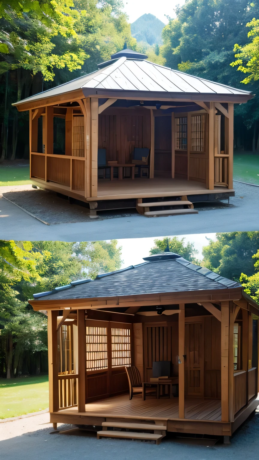 Anticorrosive wood pavilion puzzle