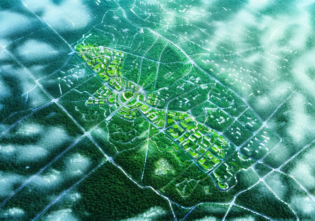 map of a park with a lake and a park in the middle, barycentric subdivision, on view, aerial illustration, landscape of a future city, bird vision, bird vision, Vietnam future, bird vision, city, aerial view of a city,  urban planning, mega details