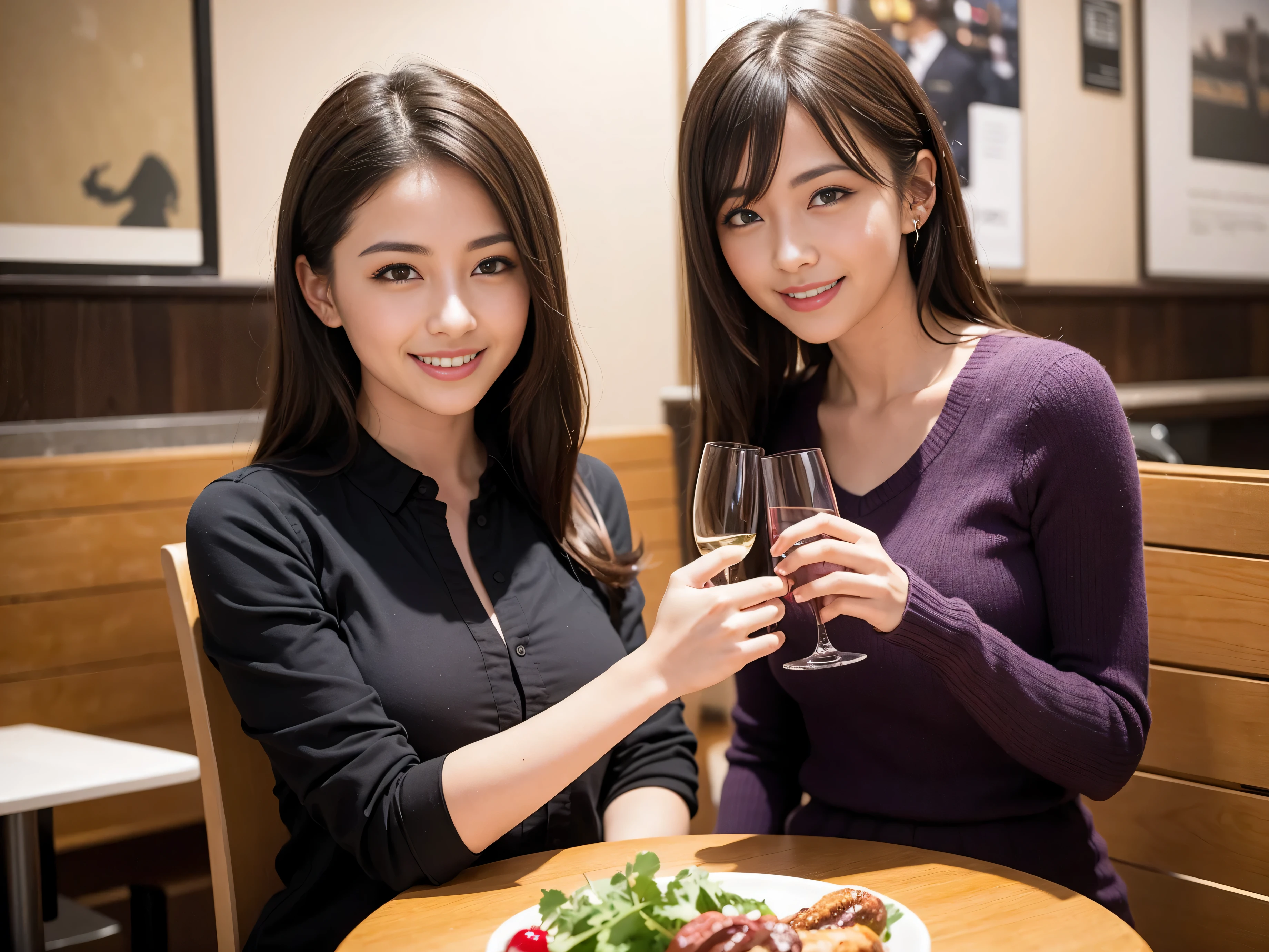 (including 64k, nffsw, highest quality, table top: 1.2), (realistic, photorealistic: 1.37), long sleeve shirt、winter fashion、Colombia、Brazilian、Japanese、Dutch、German、Portuguese、Belgian、Italian、french,champagne、Sparkling wine、 (slimフェイス), (slimボティ), (brown hair), (shortcut), Neat beauty、cheeks blush a little, (35 years old), 38 years old, alone, 窓の外には美しく緻密なnight景が広がります., restaurant, wine glassが座っている, nightに, in a prominent place (from the Upper body) nova frog style, actress, model, Upper body, White wine, slim, wine glass, Super Clean night View, wine glass Put in the Middle, Happy smile, (smile: 1.15), beautiful and detailed eyes, Upper body, bust japan up, night, short, short, actress, model, Upper body, White wine, slim, wine glass, Super Clean night View, wine glass Put in the Middle, Happy smile,