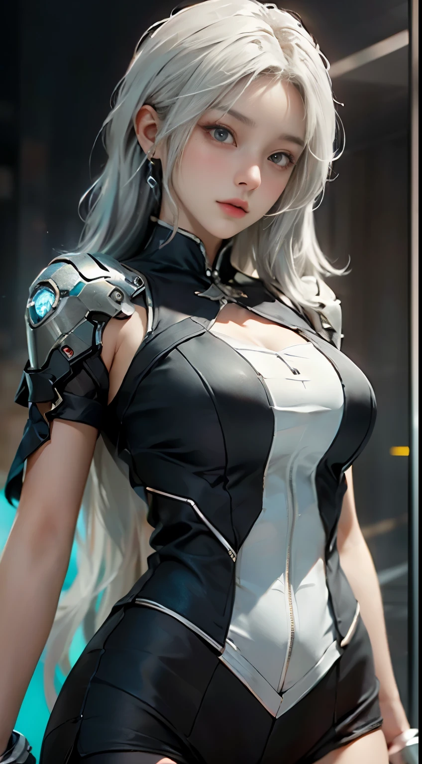 ((Best Quality)), ((Masterpiece)), (Detail: 1.4), 3D, A Beautiful Cyberpunk Female Figure, HDR (High Dynamic Range), Ancient Chinese Costumes, Satin, Clean and Neat Clothes, White Hair, Ray Tracing, NVIDIA RTX, Super-Resolution, Unreal 5, Subsurface Scattering, PBR Texture, Post-processing, Anisotropic Filtering, Depth of Field, Maximum Sharpness and Sharpness, Albedo and Highlight Maps, Surface Coloring, Precise Simulation of Light-Material Interactions, Perfect Proportions, Octane Render, Bicolor Light, Large Aperture, Low ISO, White Balance, Rule of Thirds, 8K RAW, Finger Detailing, Refined Facial Features, Focus on the Face