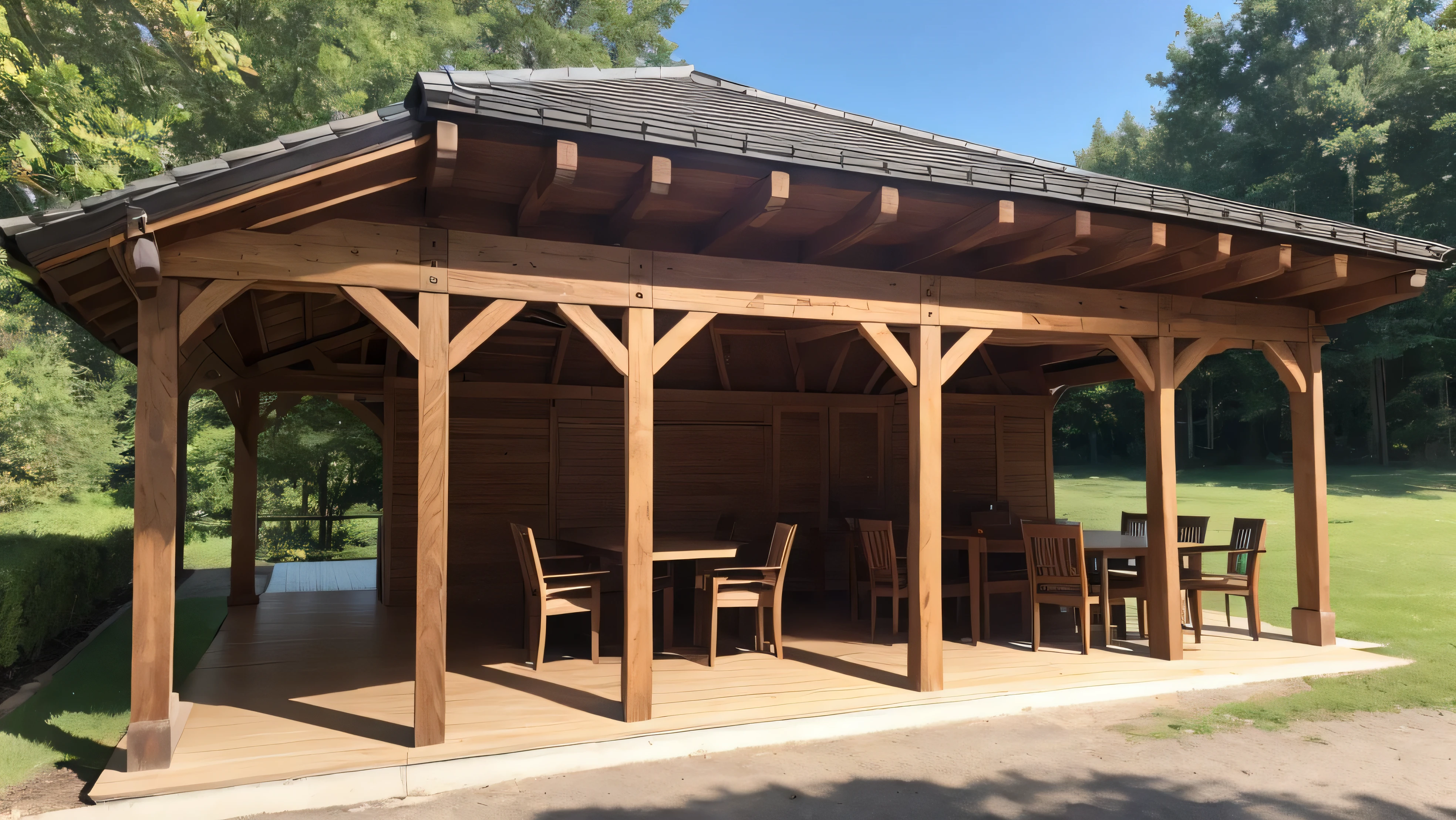 Antiseptic wood pavilion