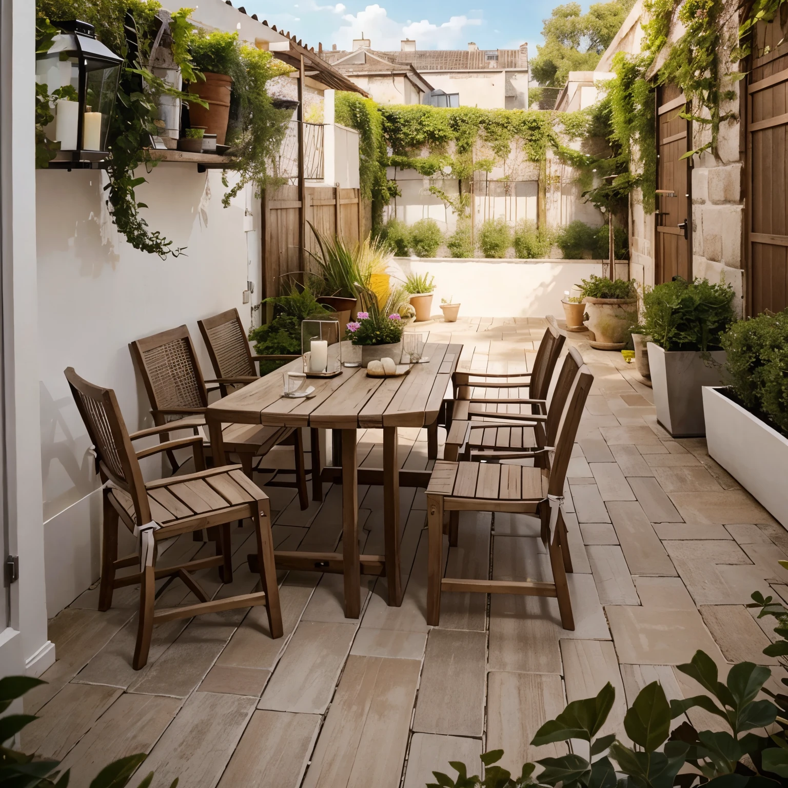 Outdoor terrace, beautiful brightness, Realistic.