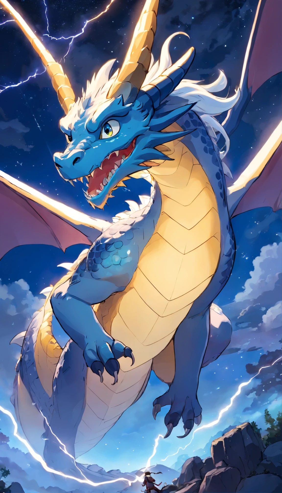 Snow,克苏鲁蛇dragon特征怪兽1:600 miniatures,3D equidistance,Gloss black platinum filigree giant wings,Square teeth,light blue eyes,Five claws,Twilight,full body portrait,sideways,Cloud,Realistic drawings,extremely happy,game character,The upward view is exaggerated,Magic Cave,starry sky background,(((masterpiece))),(((best quality))(Super detailed)(Detailed lighting)((serene))(masterpiece)(best quality)(Super detailed)(Realistic drawings),(Detailed light)),((dragon)),((lightning在爪)),lightning围绕着dragon,lightning