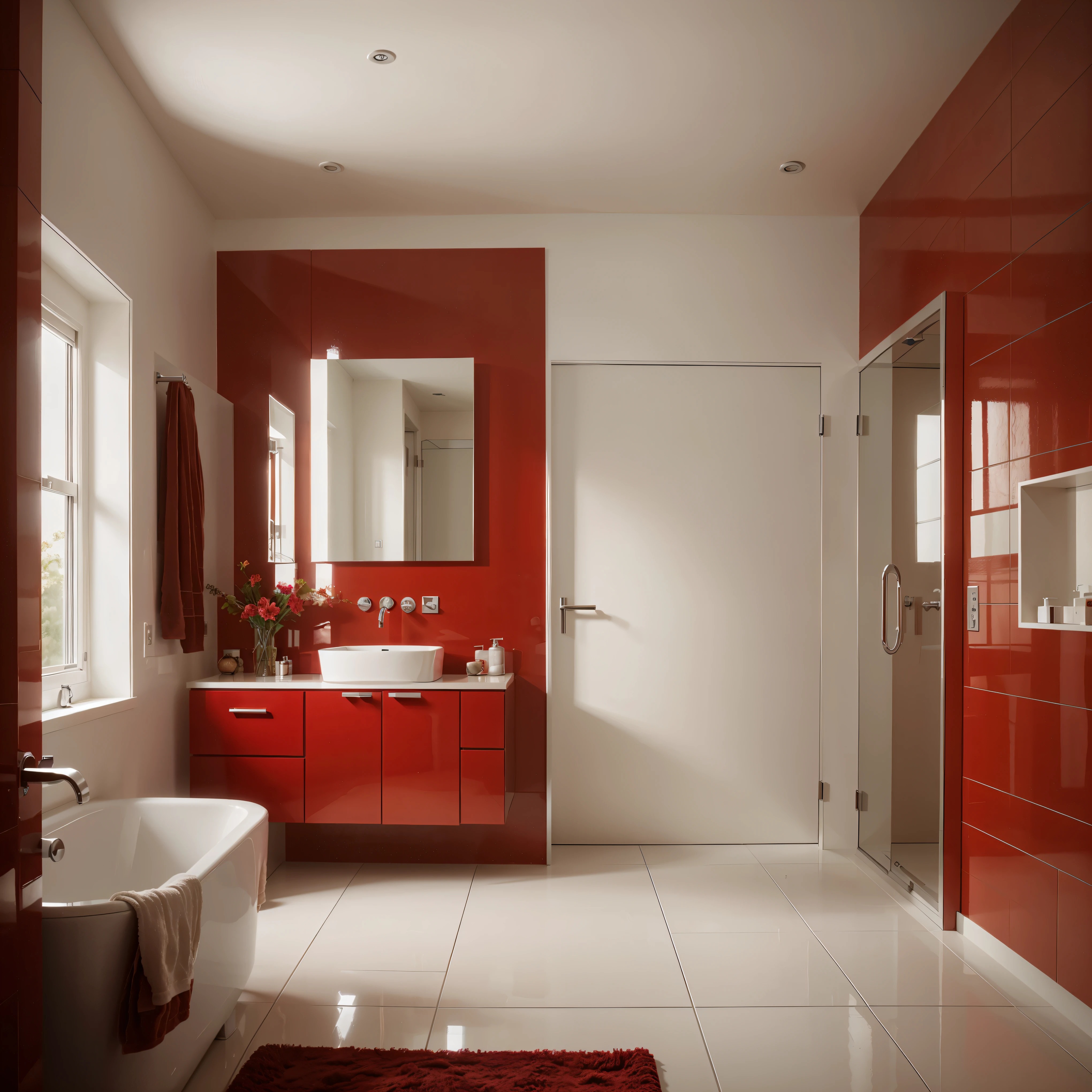 all red bathroom modern style