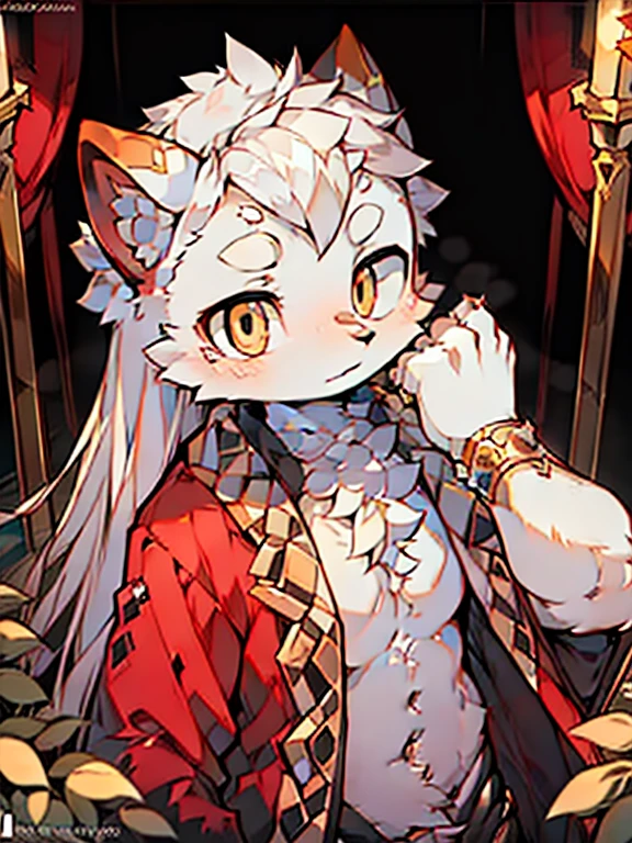 masterpiece, best quality, (alone focus), (perfect face:1.1), (high detail:1.1),dramatic, 1 person, (pale skin), long white hair, white eyes, [Light eyebrows], alone, Venetian mask, white luxury suit, cover navel, Pouting, cover, ball room, Detailed background, Artwork by artgerm and greg rutkowski,  Cinema lighting, Rose