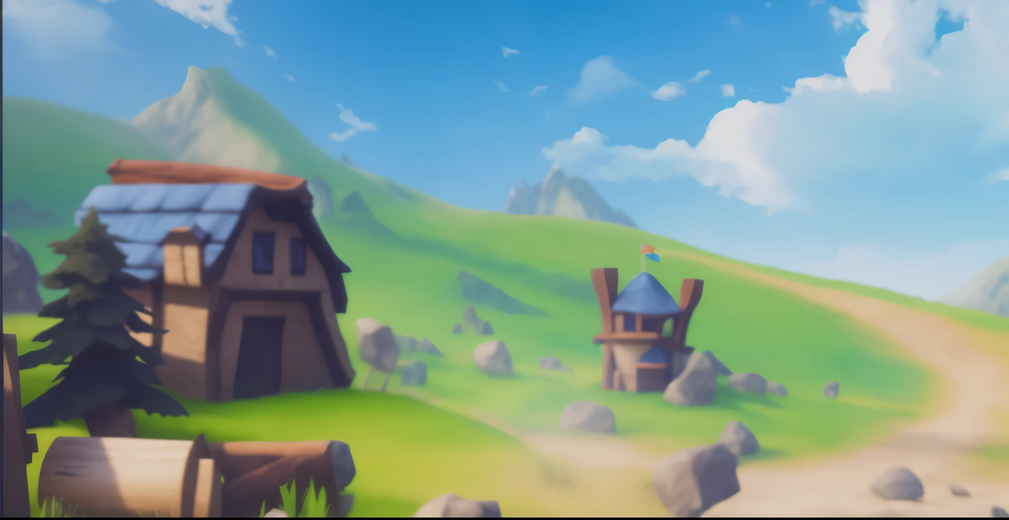 blue sky,green grassland and mountains, high quality, 4K, super actual, actual, Super details