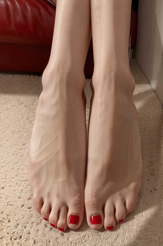 photo of feet, just feet, nails red, ultra hd, realistic