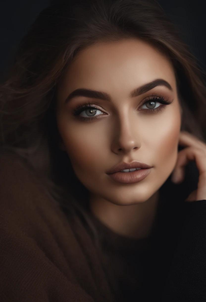 Arafed woman with a beautiful winter outfit, Sexy girl with brown eyes, Portrait of Sophie Mudd, brown hair and big eyes,Schlafzimmer Augen, Violet Myers, ohne Makeup, natural makeup, direkt in die Kamera schauen, Gesicht mit Artgram, dezentes Make-up,Selfie in the disco dance floor, Dekollete