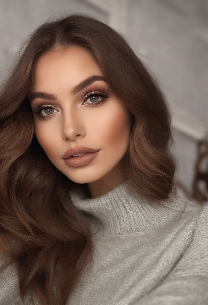Arafed woman with a beautiful winter outfit, Sexy girl with brown eyes, Portrait of Sophie Mudd, brown hair and big eyes,Schlafzimmer Augen, Violet Myers, ohne Makeup, natural makeup, direkt in die Kamera schauen, Gesicht mit Artgram, dezentes Make-up,Selfie in the disco dance floor, Dekollete