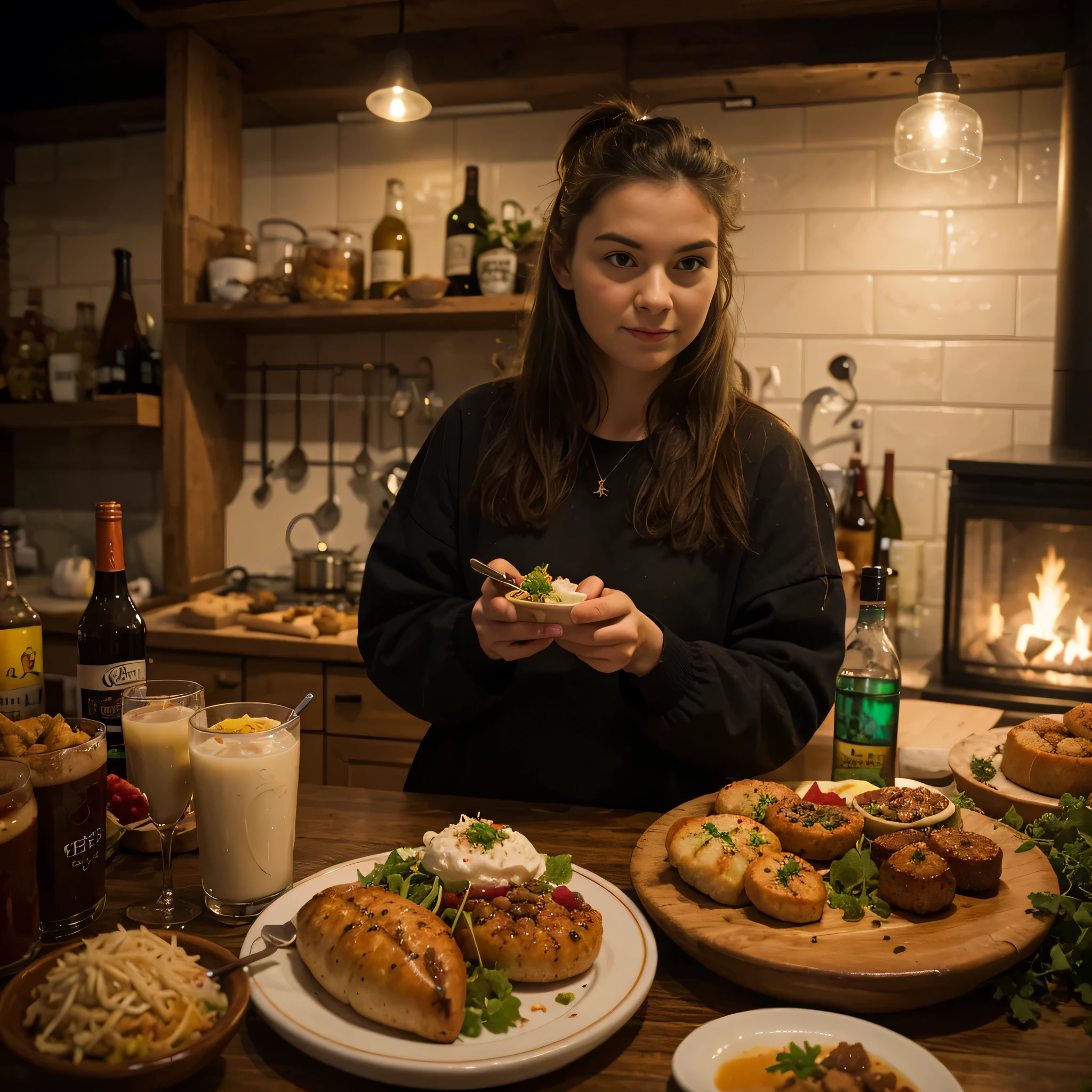 24 year old blonde girl, france, restaurant, food, smile