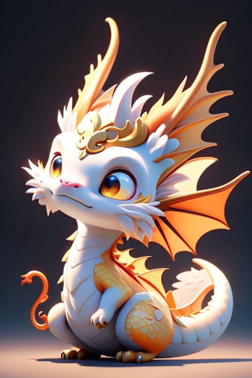 there is a small yellow dragon sitting on a colorful surface,  has white hair on its head, cute little dragon, newly hatched dragon, adorable digital painting, soft delicate draconic features, golden dragon, dra the dragon, smooth chinese dragon, cute detailed digital art, loong, soft draconic features, cute 3 d render, dragon, as an anthropomorphic dragon, portrait shot, cute digital art
