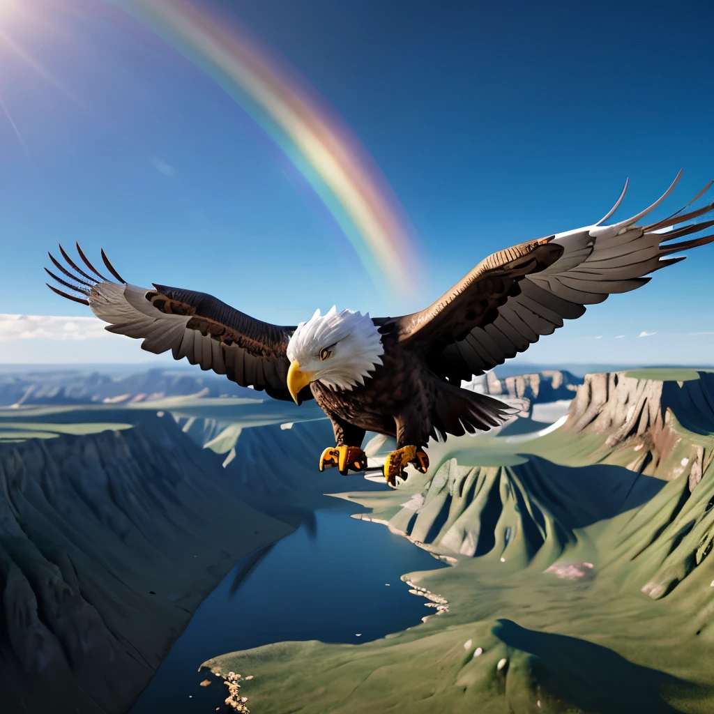 Sky and earth, Eagle soars, masterpiece, best quality, super detailed, masterpiece, HD transparent background, 3D rendering 2D, Overlooking the earth, Volumetric light,
unmanned, objectification, Fantasy - Rainbow 5
